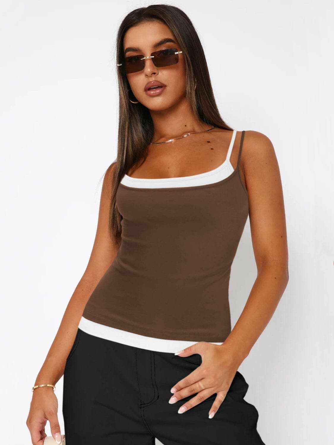 Chic faux layered cami top - Love Salve